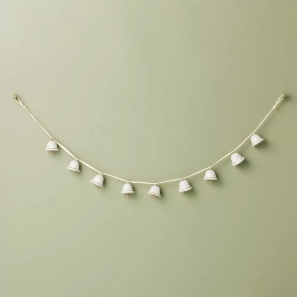 Hearth & Hand with Magnolia 3.75' Decorative Ceramic Bell Christmas Garland Crea